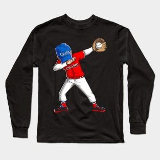 Dabbing Baseball Catcher Pitcher Gifts Long Sleeve T-Shirt